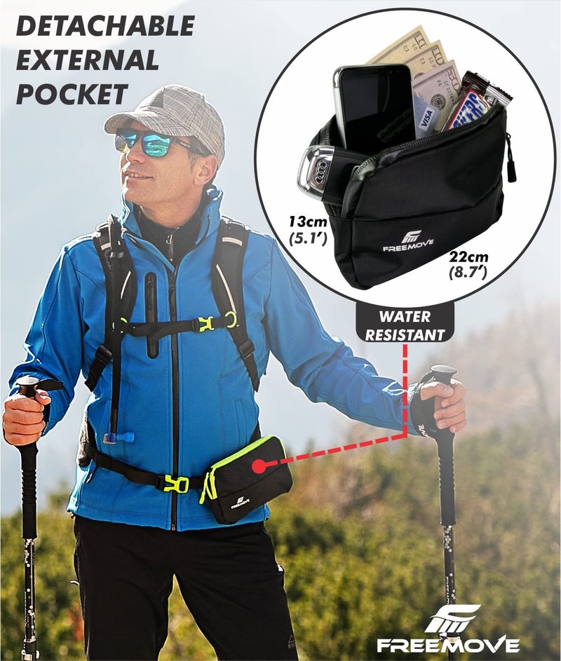 FREEMOVE External Detachable Pocket for Backpacks and Waist Belts, Durable, Lightweight and Water-resistant Great for Hiking, Running, Jogging, Cycling, Biking, Skiing, Water Sports, Rave Festival, Traveling - Image 4